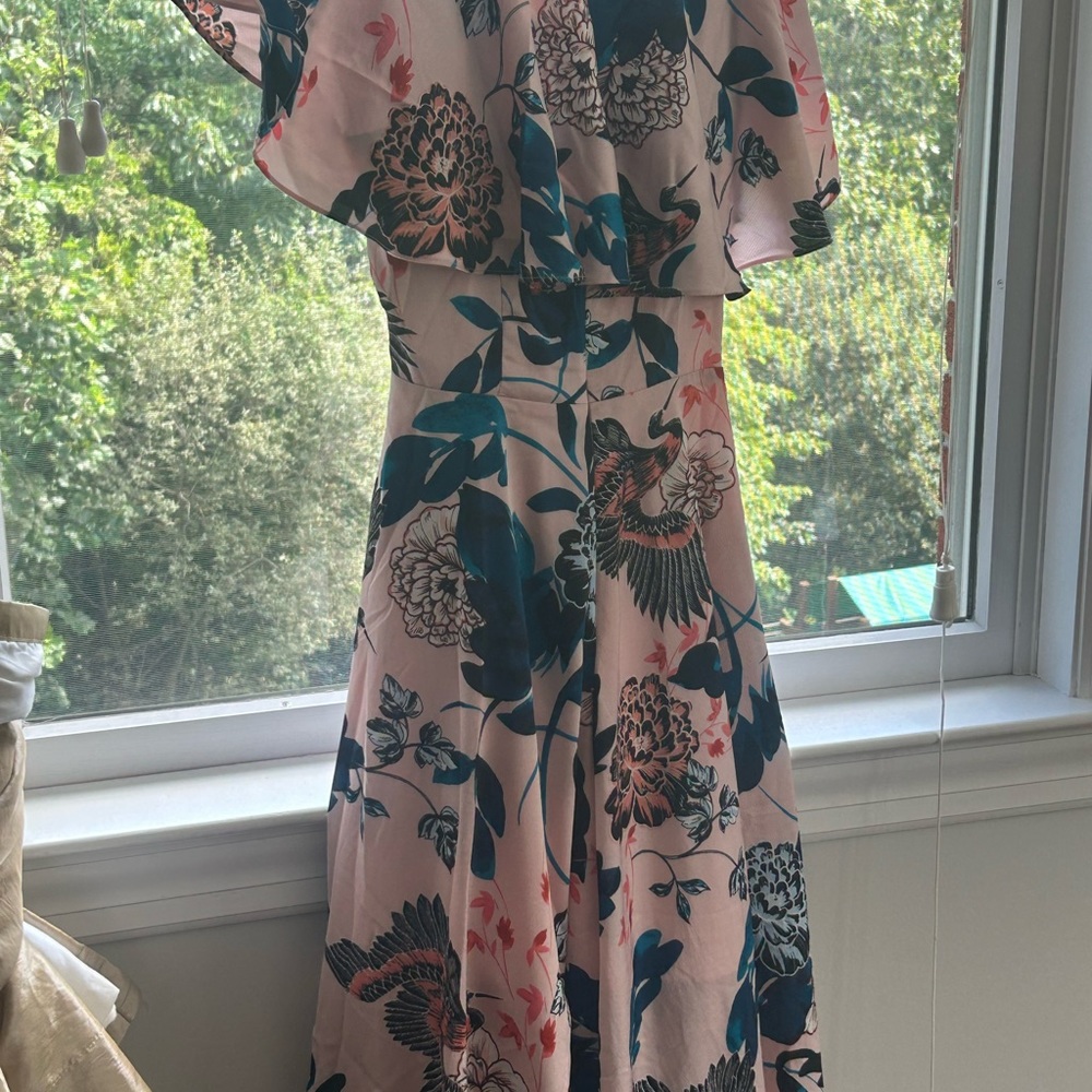 Eliza J, flutter high low faux wrap dress, size 8 - Picture 4 of 9